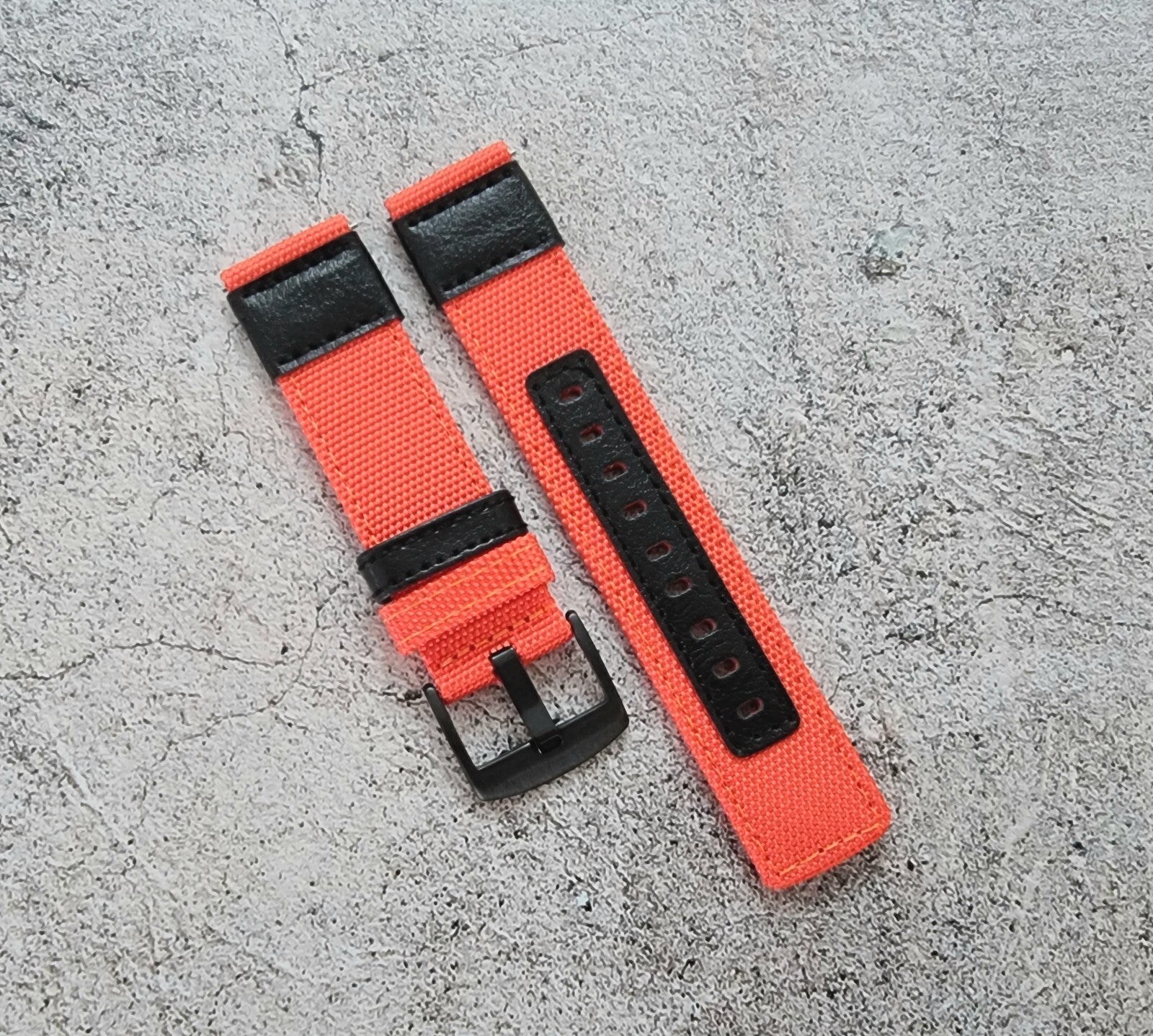 Canvas Leather Hybrid Watch Strap Band Black Buckle Nylon Sailcloth 20mm 22mm UK