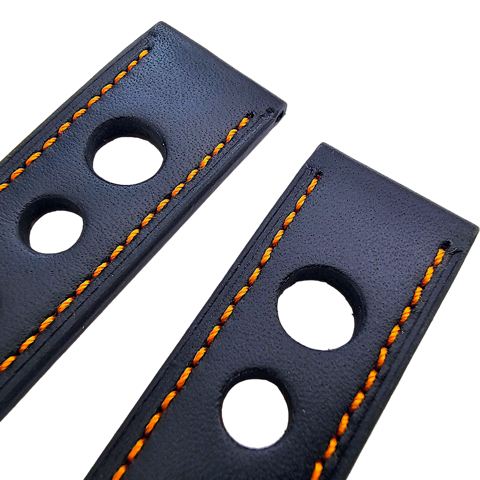 Leather Rally Racing Watch Strap Band 18 20 22 24 mm Top Grain Black Red Orange