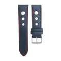 Leather Rally Racing Watch Strap Band 18 20 22 24 mm Top Grain Black Red Orange