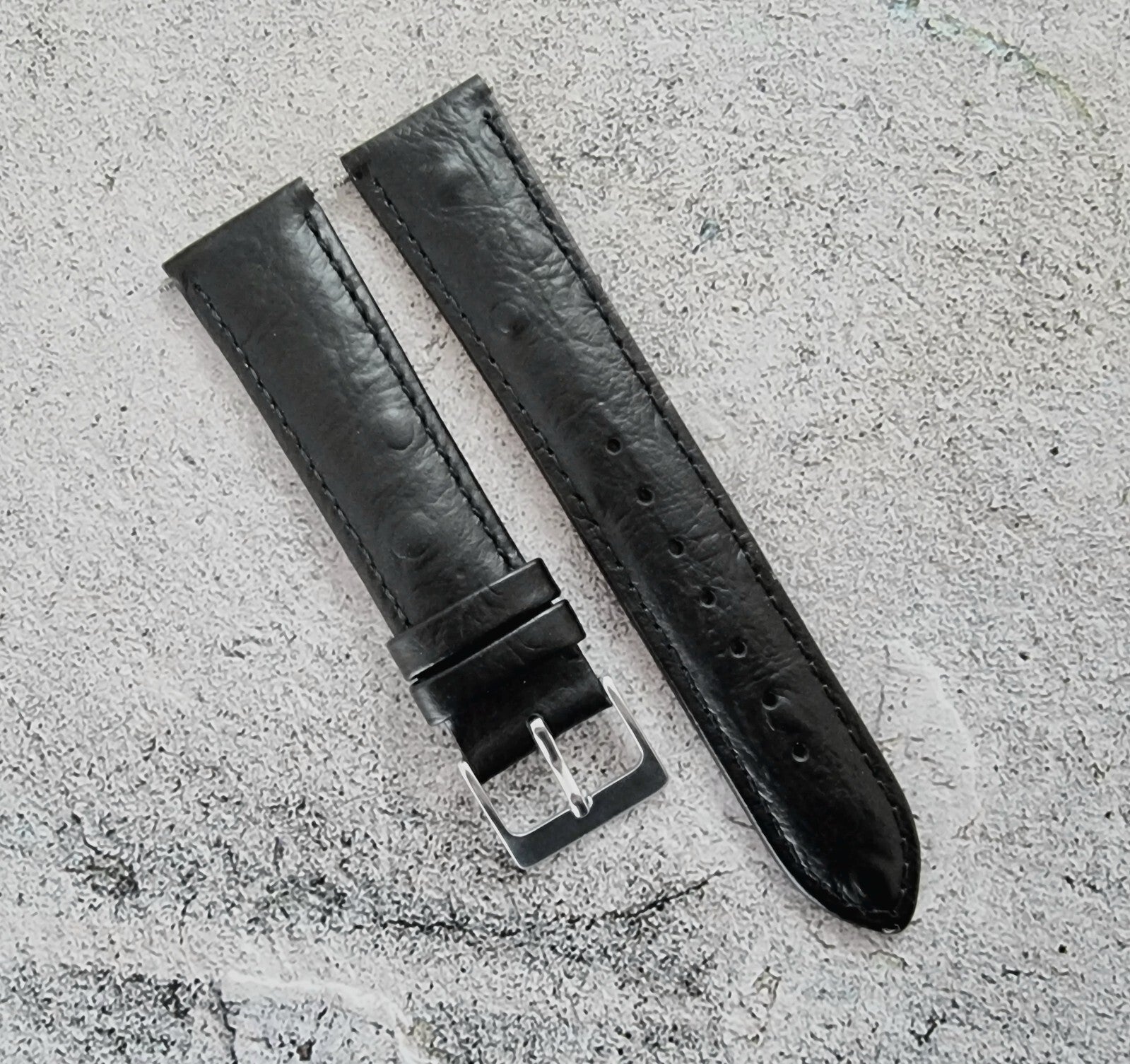 Ostrich Grain Watch Strap Band Premium Leather Red Brown Blue Black 18mm 20mm UK