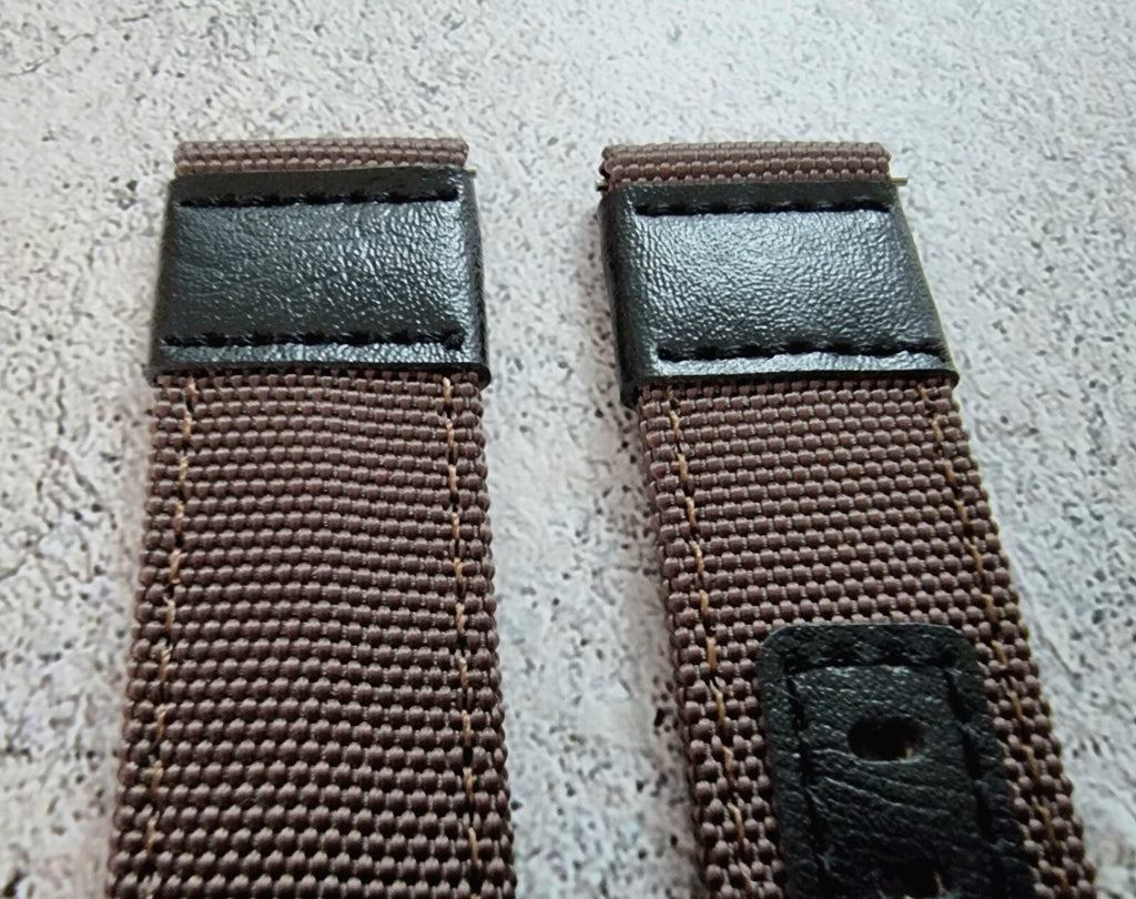 Canvas Leather Hybrid Watch Strap Band Black Buckle Nylon Sailcloth 20mm 22mm UK