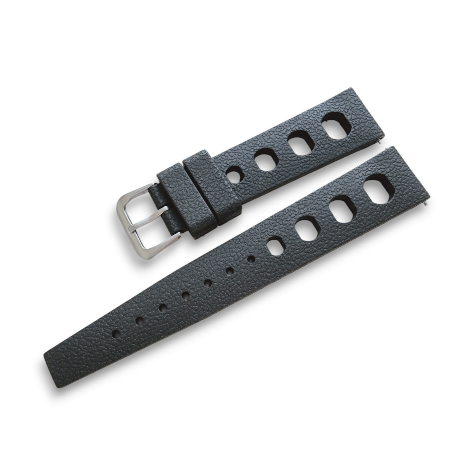 FKM Rubber Watch Strap Band Two Piece Retro Divers 20mm 22mm Black Orange Blue