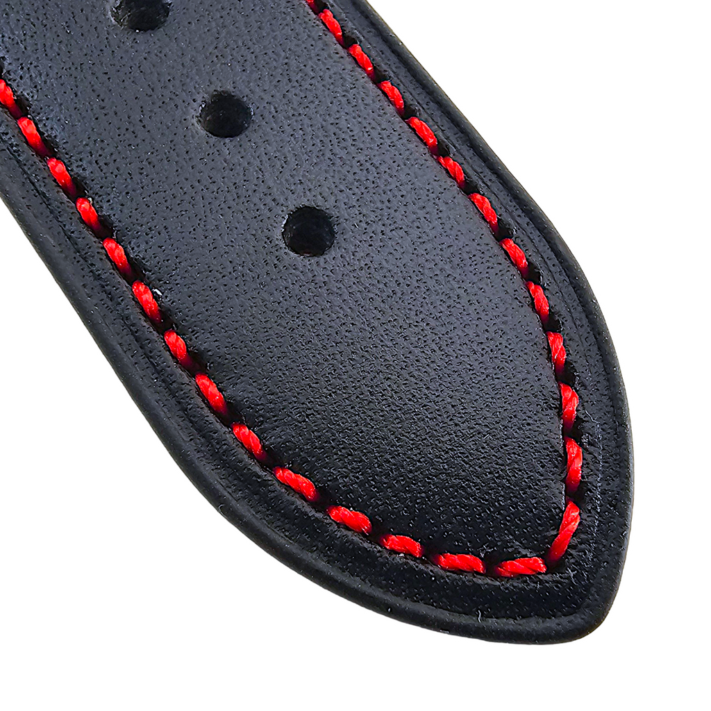 Leather Rally Racing Watch Strap Band 18 20 22 24 mm Top Grain Black Red Orange