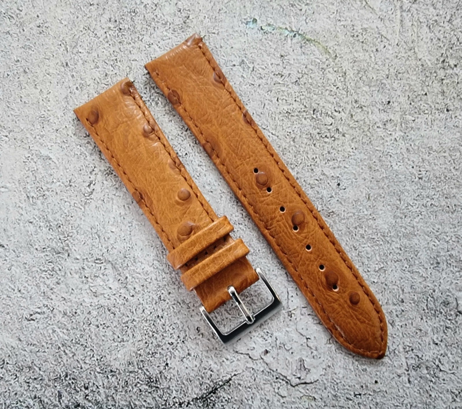 Ostrich Grain Watch Strap Band Premium Leather Red Brown Blue Black 18mm 20mm UK