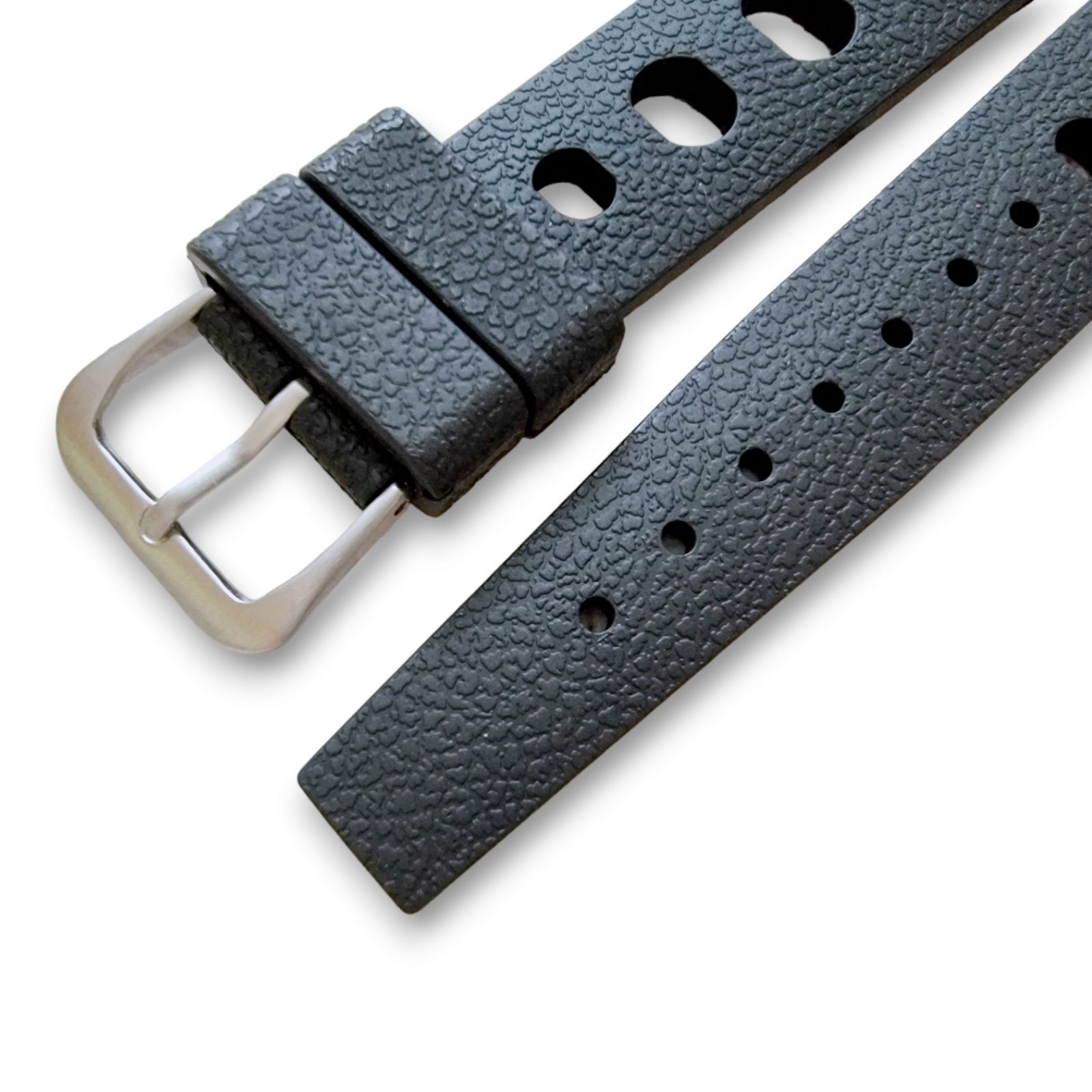 FKM Rubber Watch Strap Band Two Piece Retro Divers 20mm 22mm Black Orange Blue