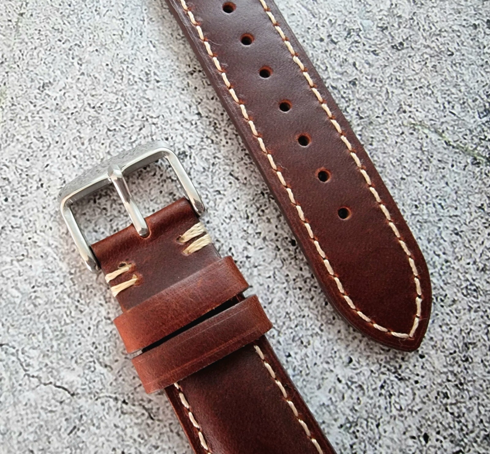 Padded Leather Watch Strap 20mm 22mm 24mm