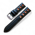 Leather Watch Strap Band Rally Racing Grand Prix 20mm 22mm 24mm Black Orange UK
