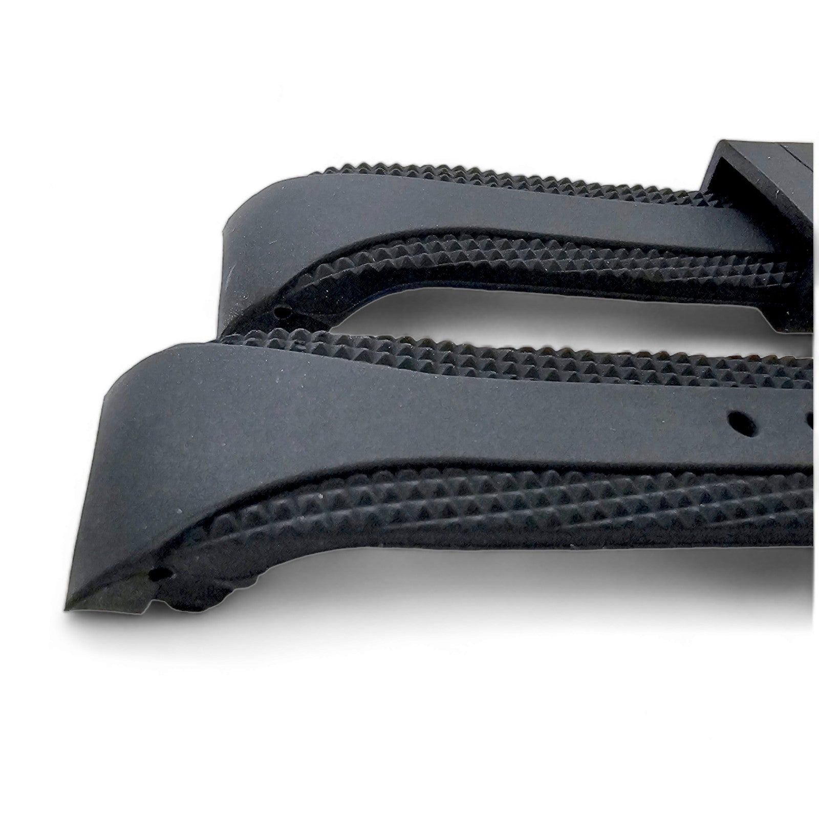 Curved End Watch Strap Band Silicone Rubber Black 18mm 20mm 22mm 24mm Two Piece