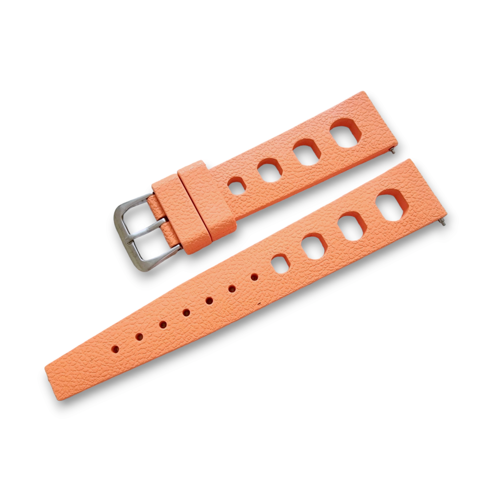 FKM Rubber Watch Strap Band Two Piece Retro Divers 20mm 22mm Black Orange Blue