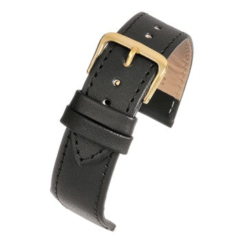 Leather Watch Strap Stitched 8mm to 30mm Black