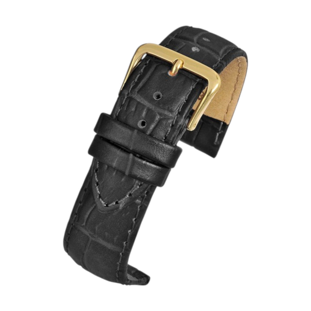 Padded Aligator Grain Watch Strap 12mm to 26mm Black