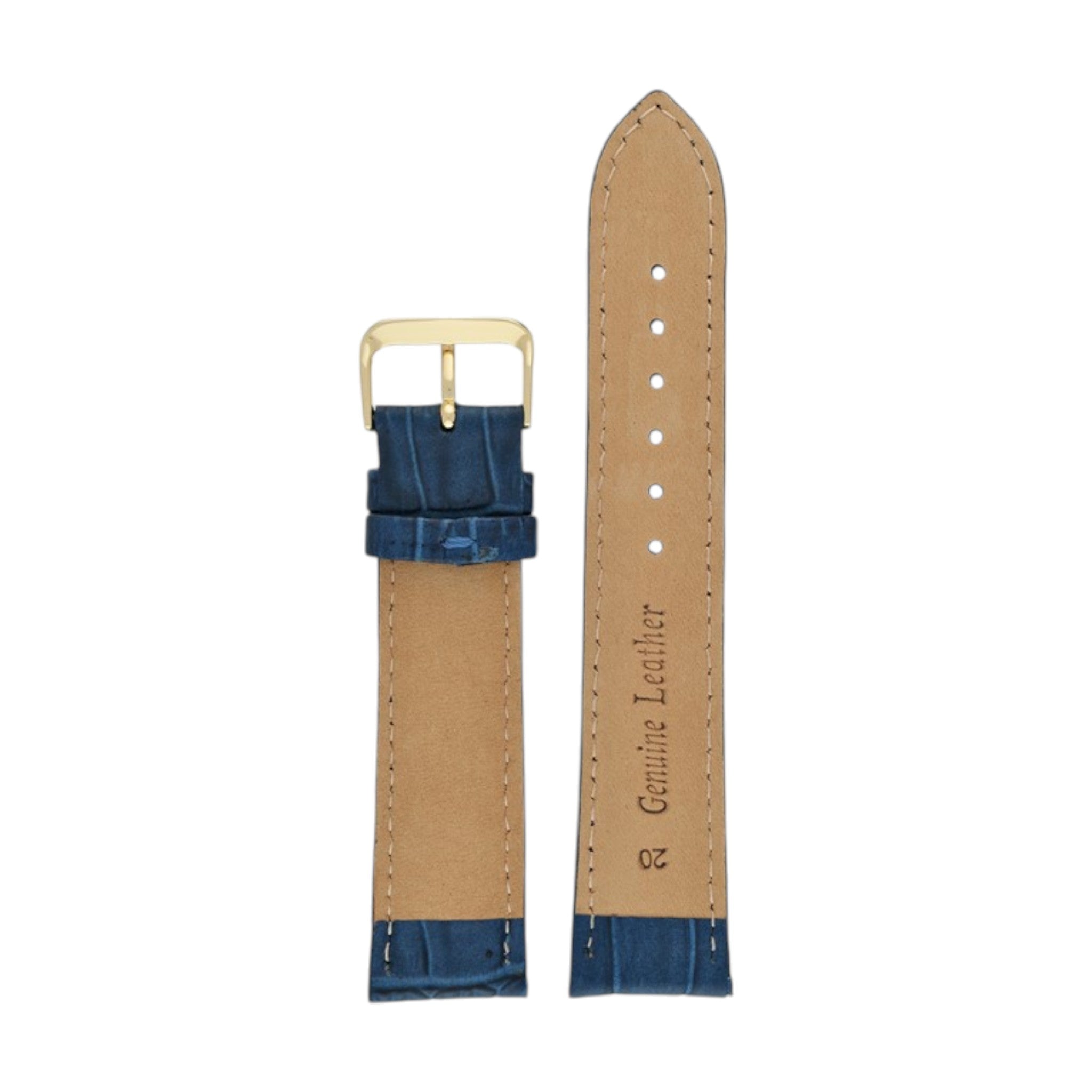 Padded Aligator Grain Watch Strap 12mm to 26mm Blue