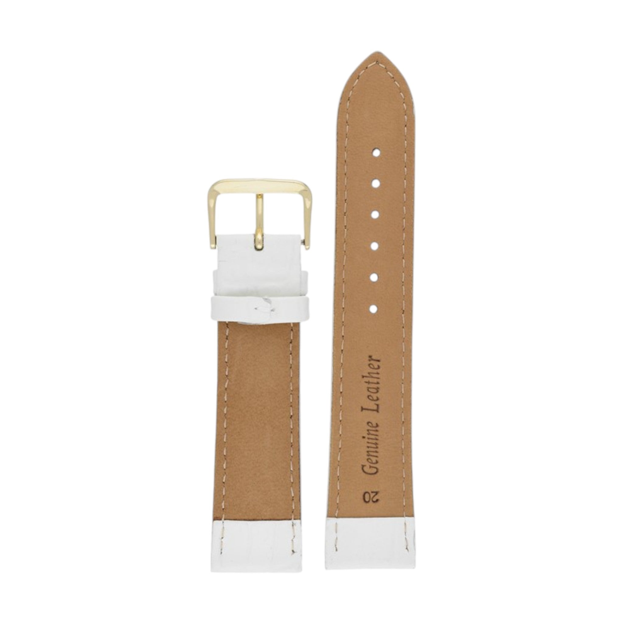 Padded Aligator Grain Watch Strap 12mm to 26mm White