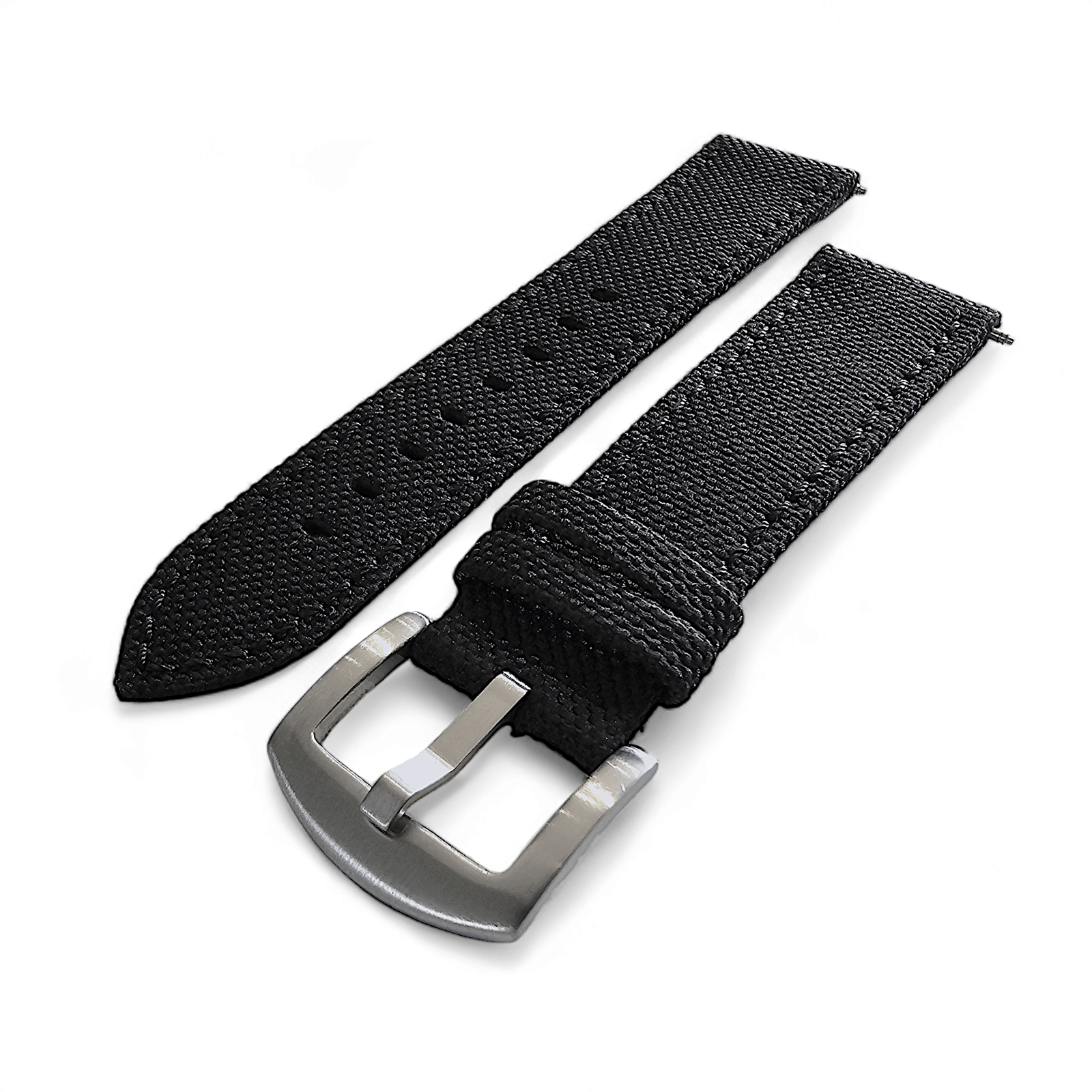 Canvas Watch Strap in Black with Black Stitching 20mm 22mm 24mm