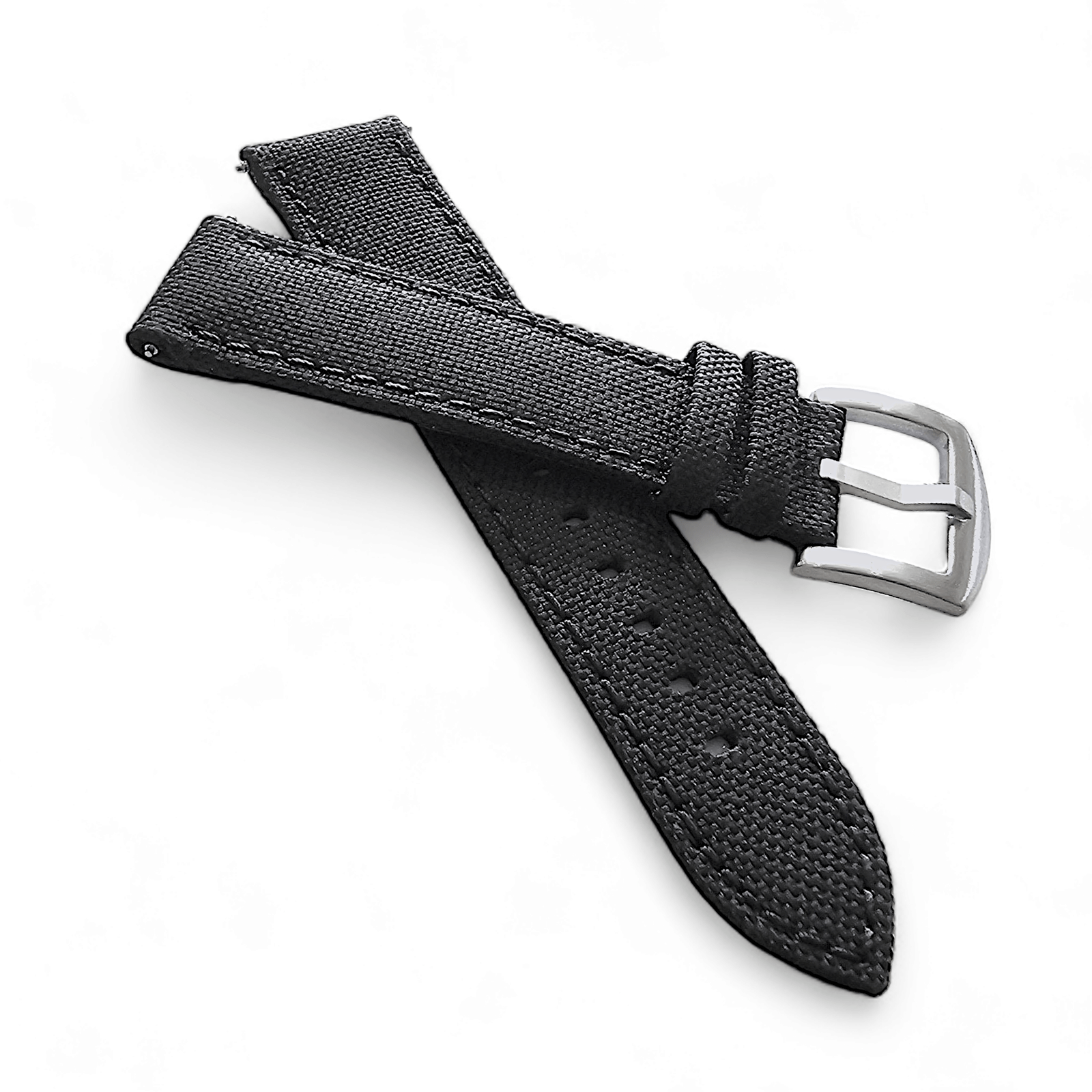 Canvas Watch Strap in Black with Black Stitching 20mm 22mm 24mm