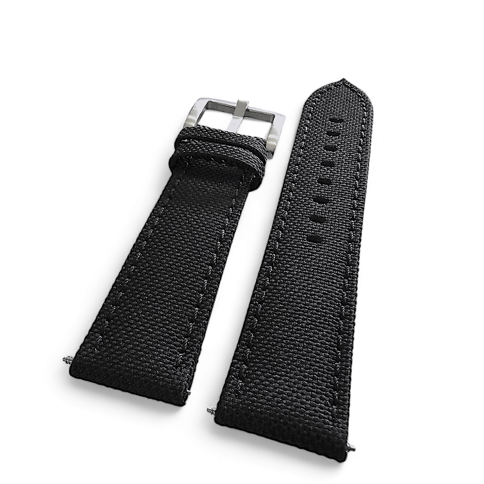 Canvas Watch Strap in Black with Black Stitching 20mm 22mm 24mm