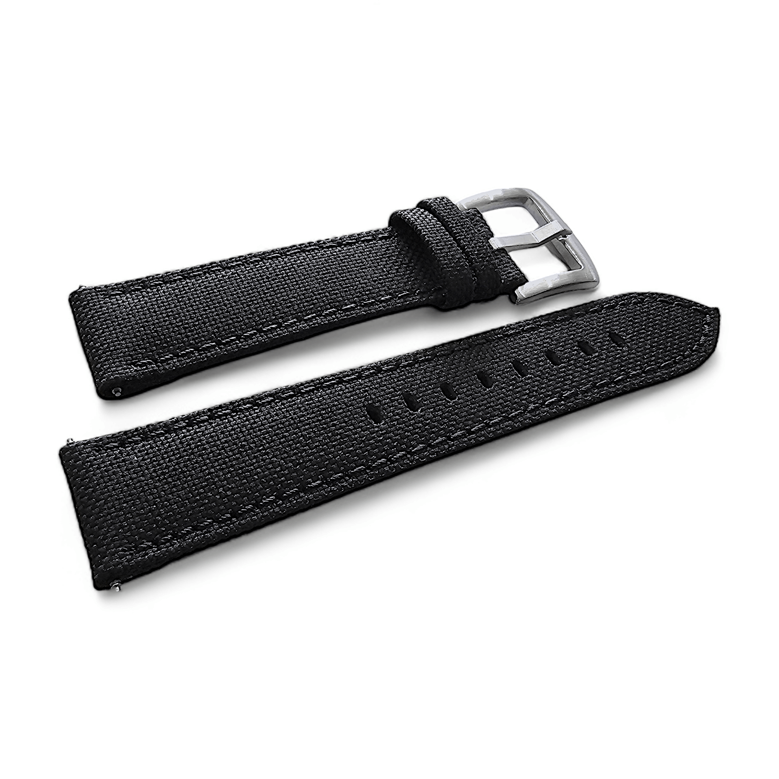 Canvas Watch Strap in Black with Black Stitching 20mm 22mm 24mm