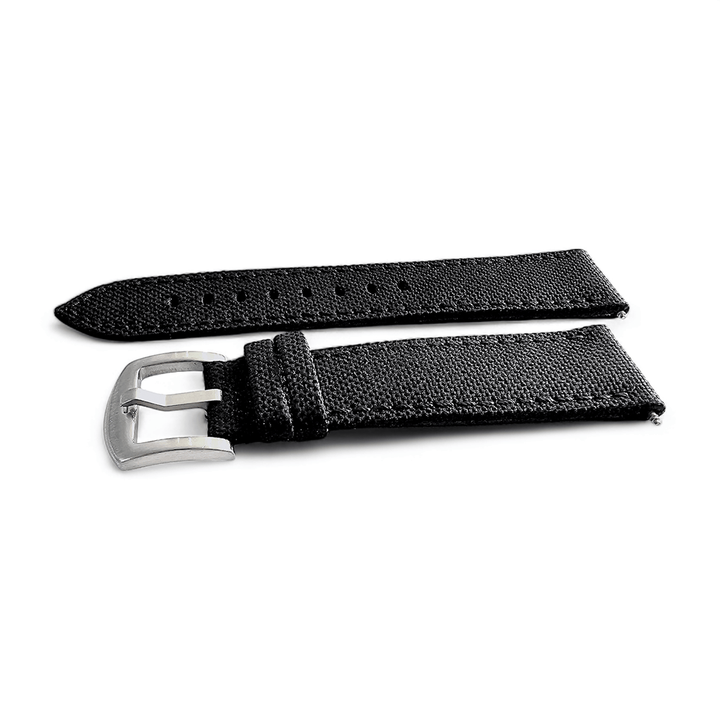 Canvas Watch Strap in Black with Black Stitching 20mm 22mm 24mm