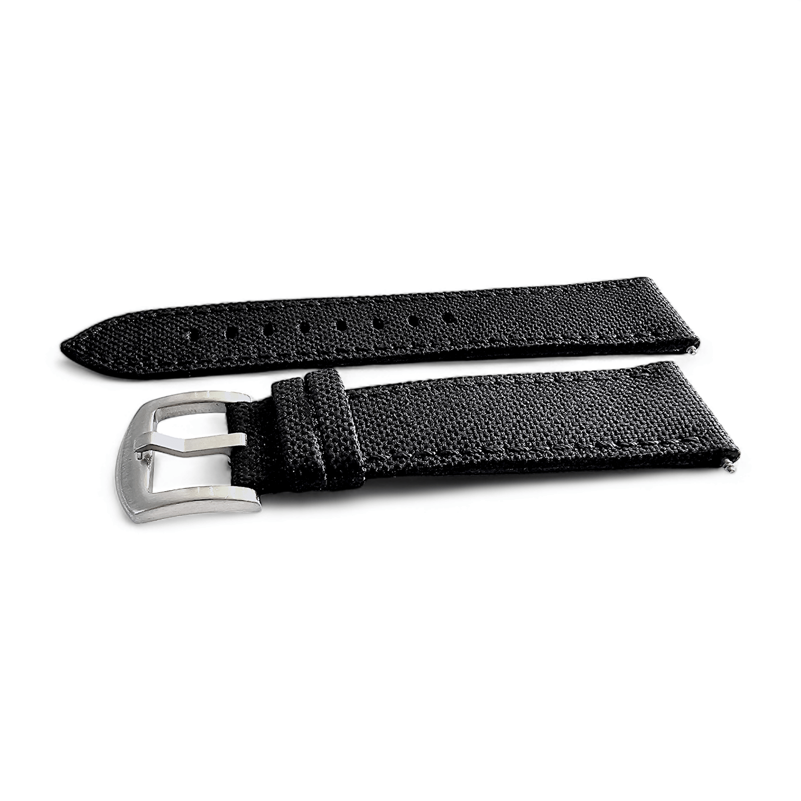 Canvas Watch Strap in Black with Black Stitching 20mm 22mm 24mm