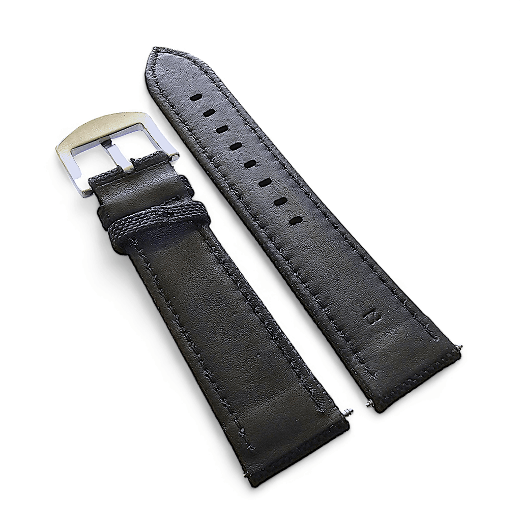 Canvas Watch Strap in Black with Black Stitching 20mm 22mm 24mm