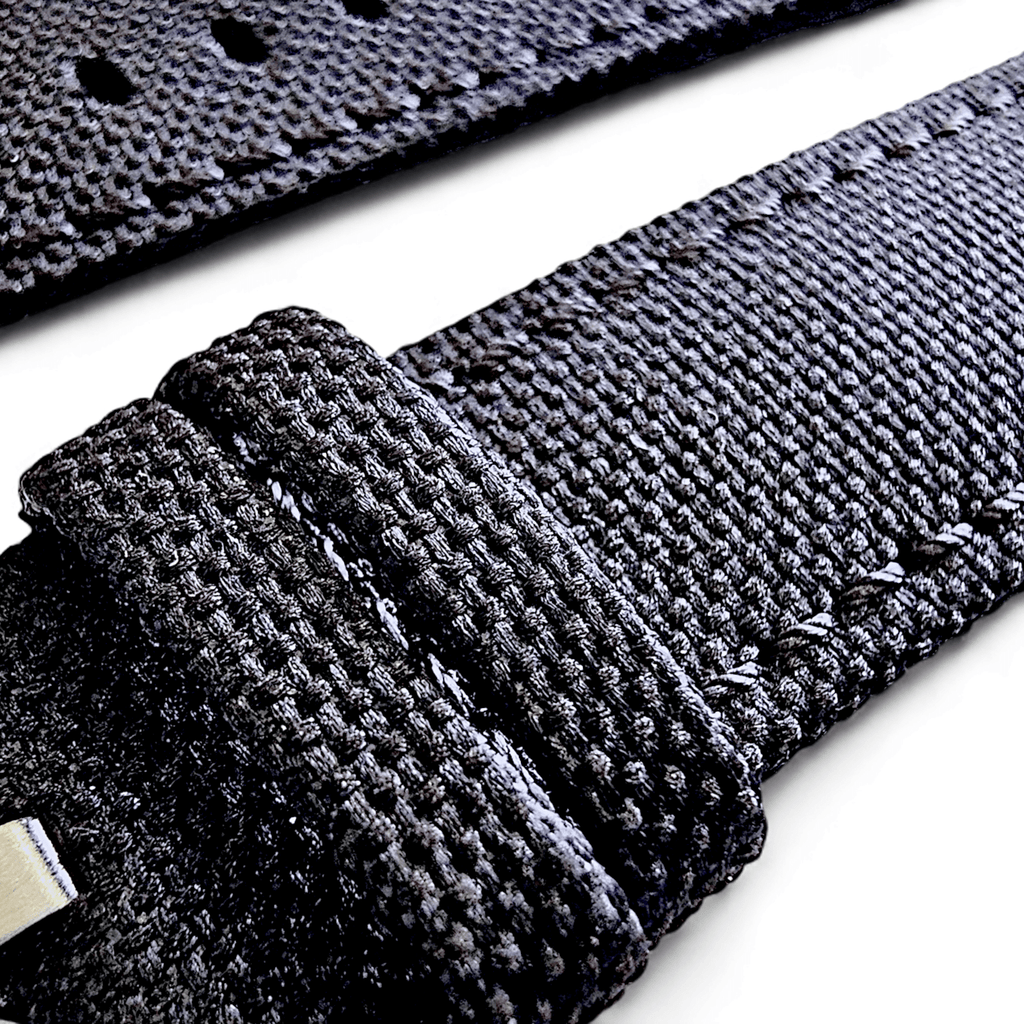 Canvas Watch Strap in Black with Black Stitching 20mm 22mm 24mm