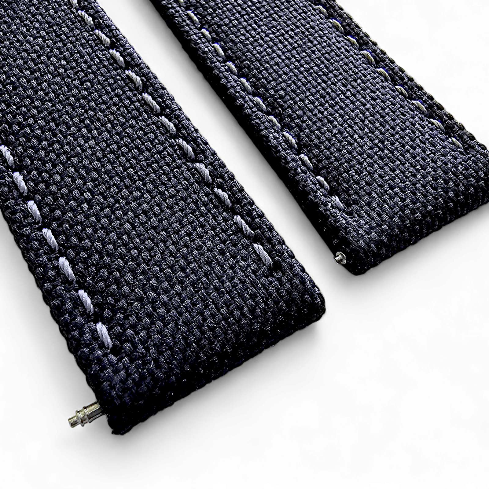 Canvas Watch Strap in Black with Grey Stitching 18mm 20mm 22mm