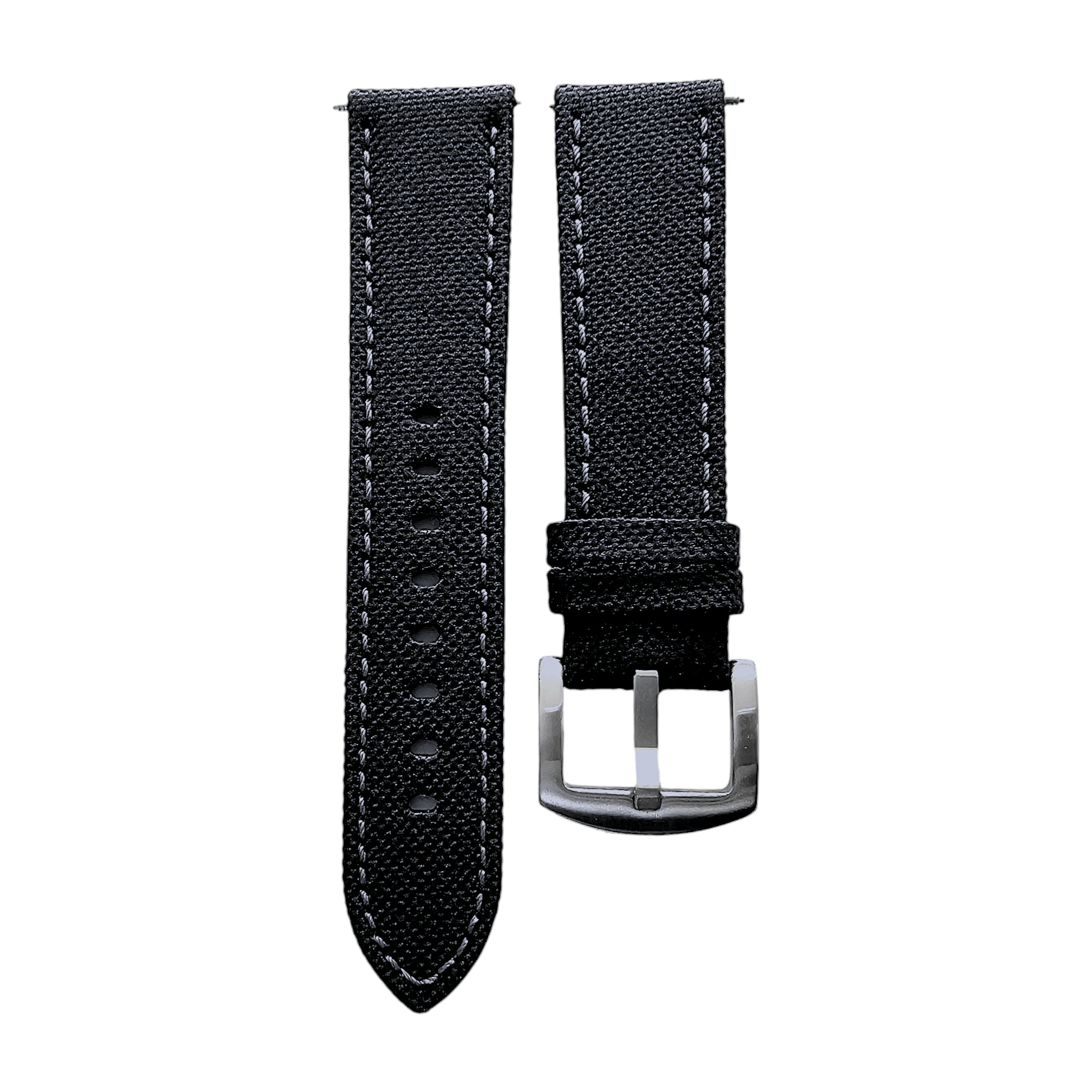 Canvas Watch Strap in Black with Grey Stitching 18mm 20mm 22mm
