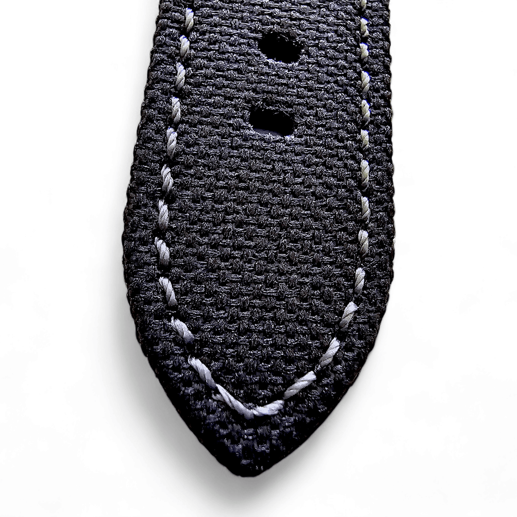 Canvas Watch Strap in Black with Grey Stitching 18mm 20mm 22mm
