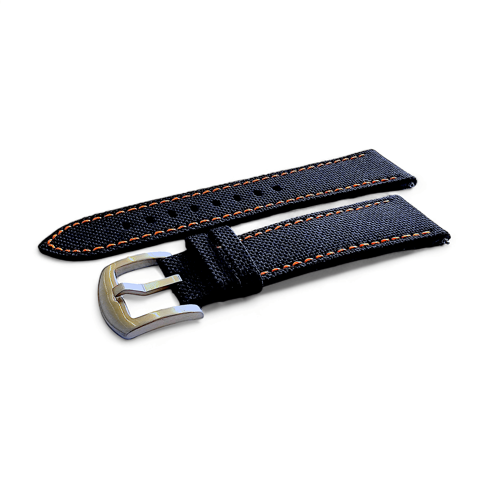 Canvas Watch Strap in Black with Orange Stitching 18mm 20mm 22mm 24mm