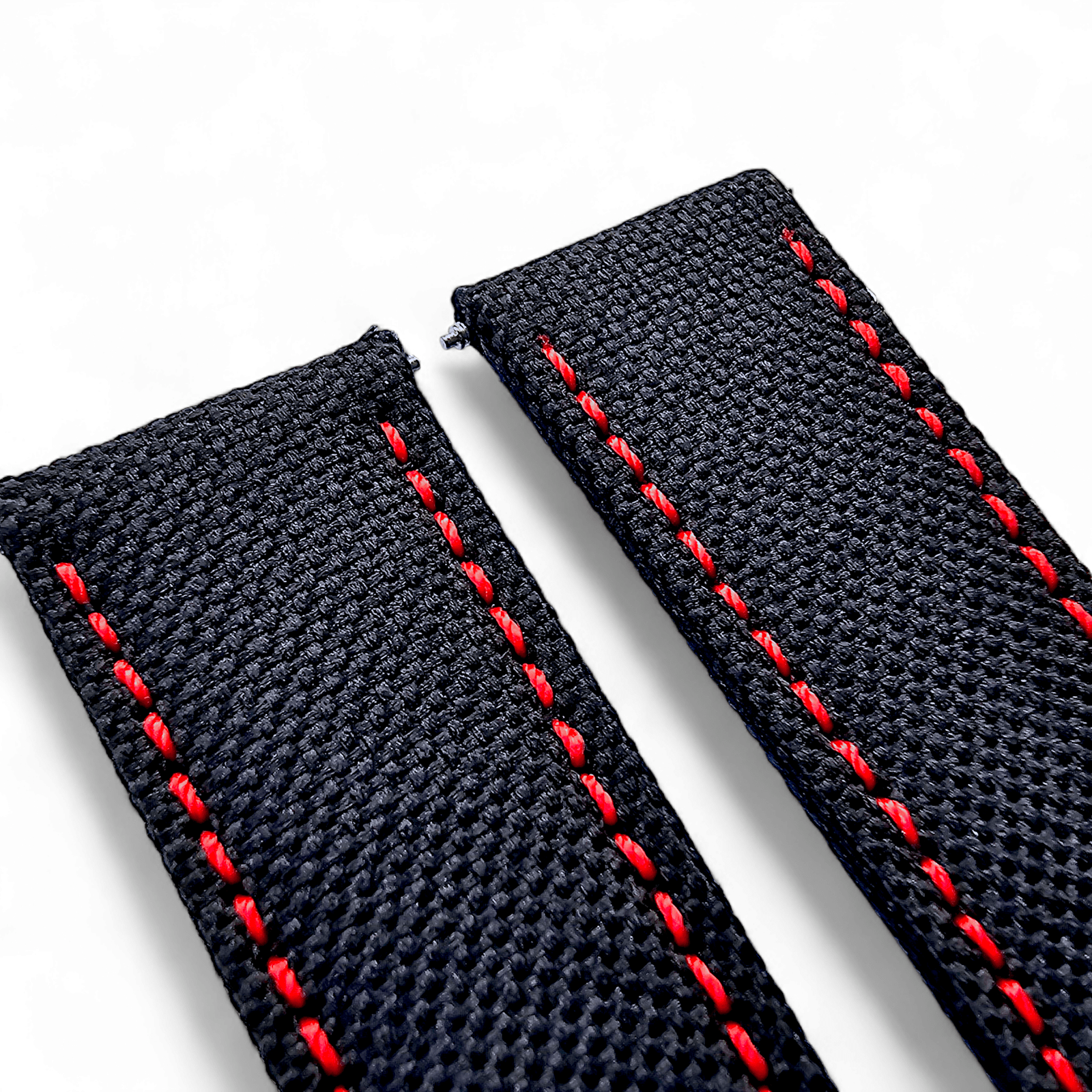 Canvas Watch Strap in Black with Red Stitching 18mm 20mm 22mm 24mm