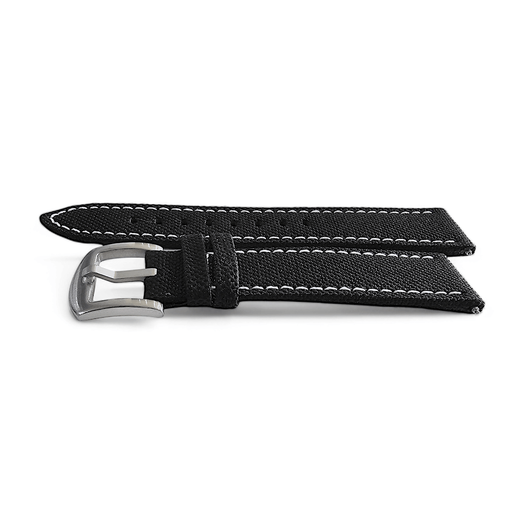 Canvas Watch Strap in Black with White Stitching 18mm 20mm 22mm 24mm
