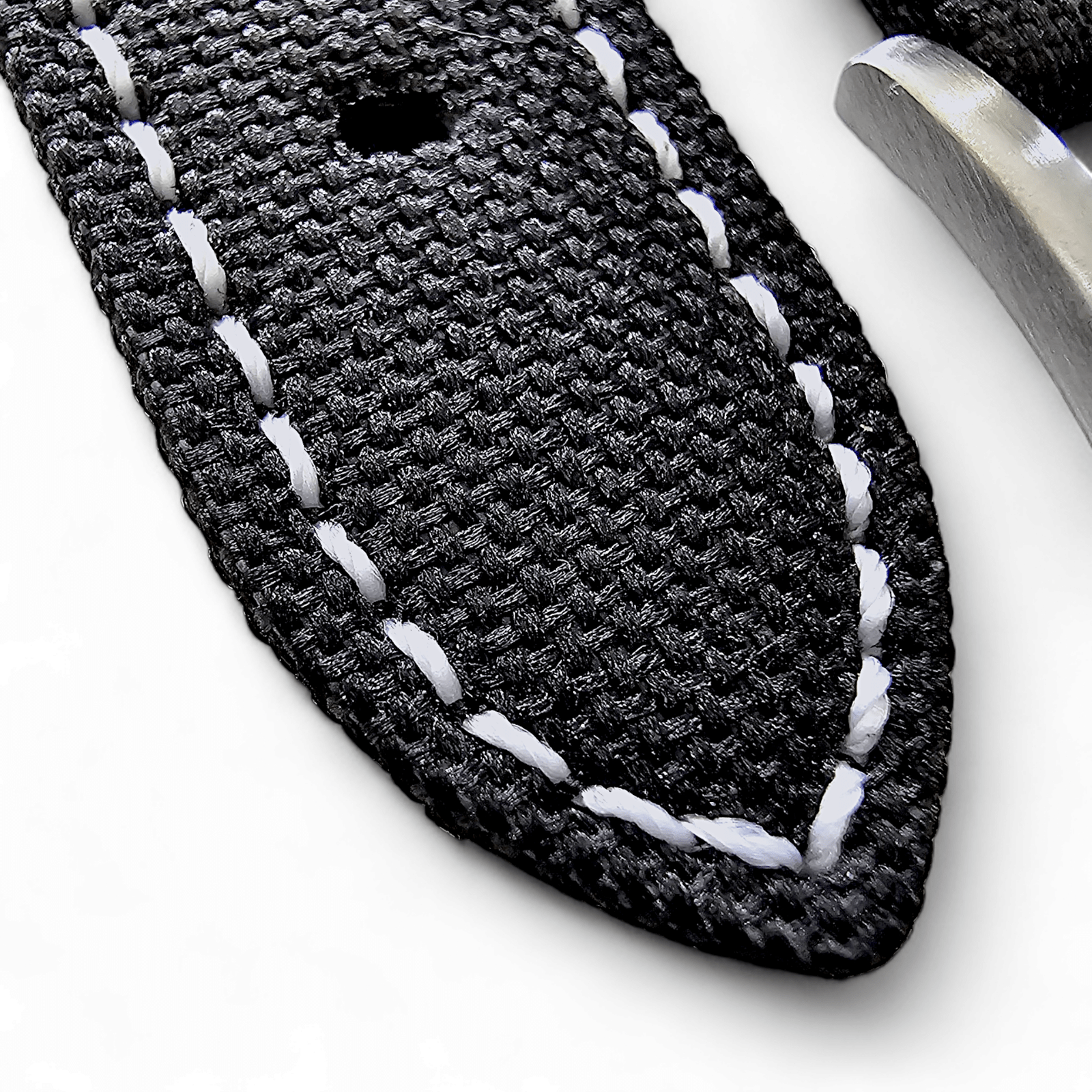 Canvas Watch Strap in Black with White Stitching 18mm 20mm 22mm 24mm