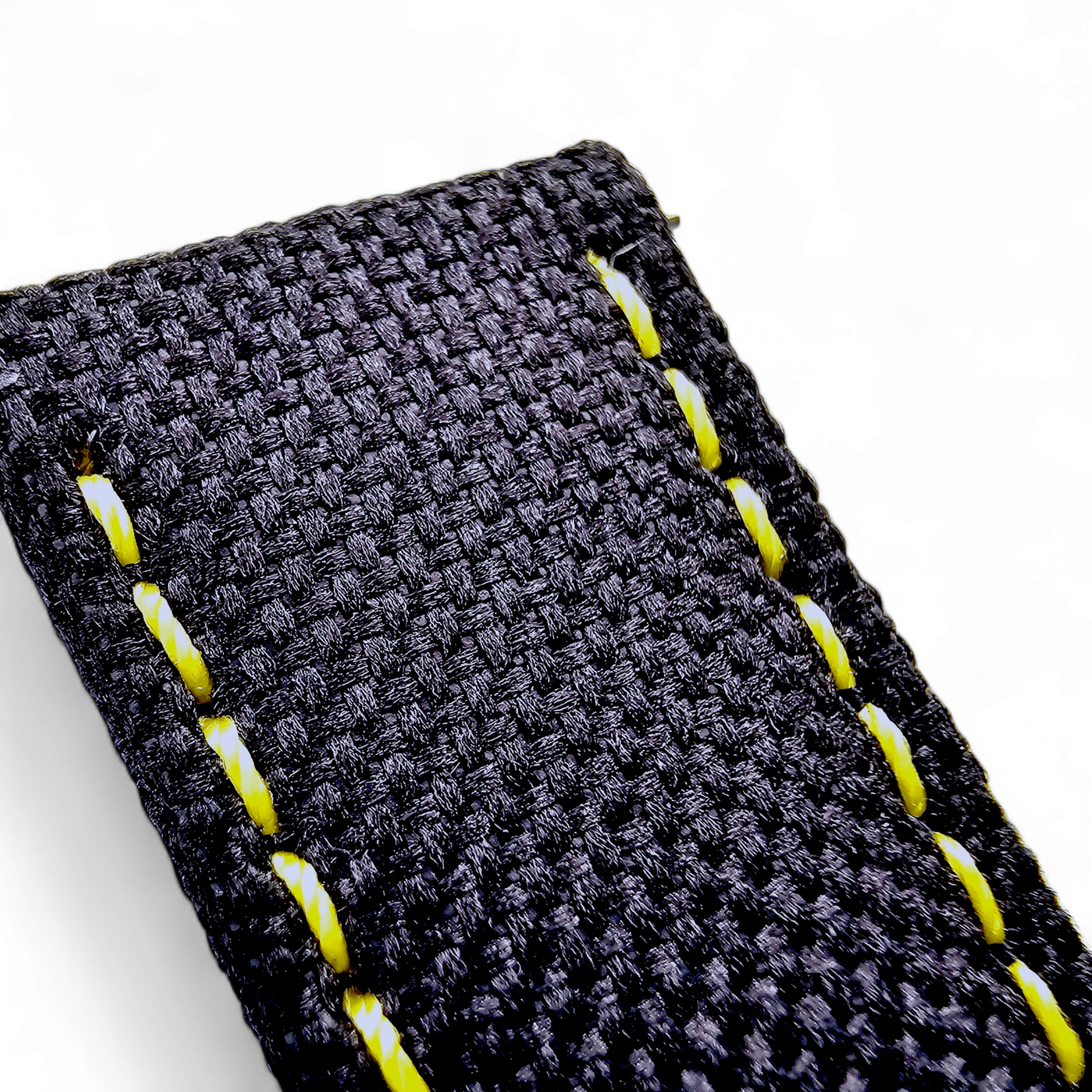 Canvas Watch Strap in Black with Yellow Stitching 18mm 20mm 22mm
