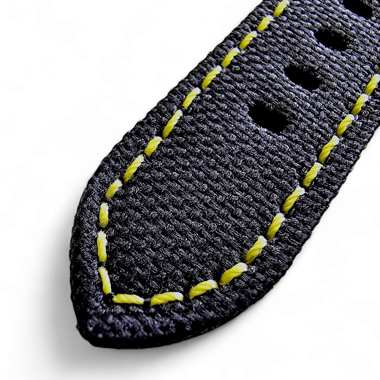 Canvas Watch Strap in Black with Yellow Stitching 18mm 20mm 22mm