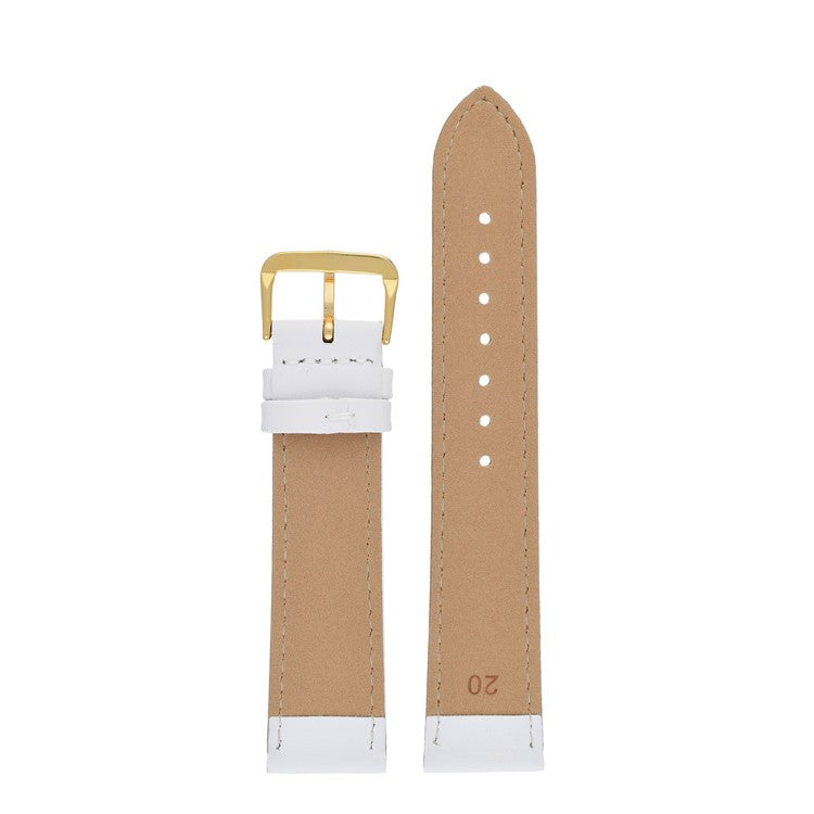 Leather Watch Strap Stitched 8mm to 30mm White